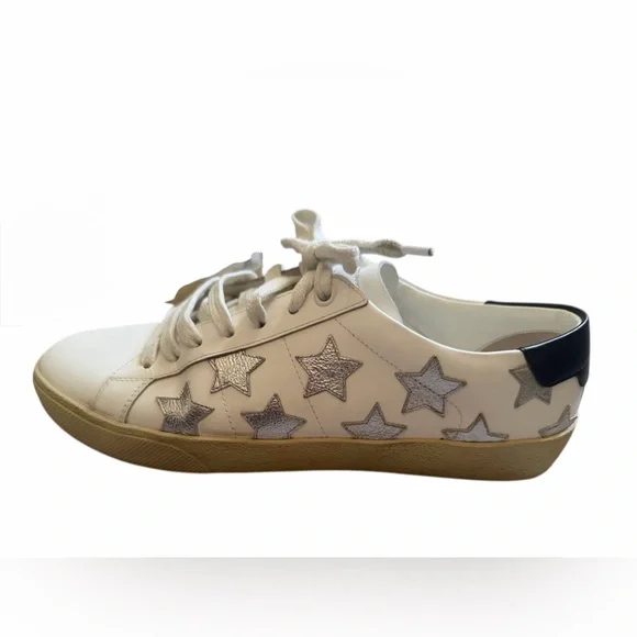 Saint Laurent Paris Court Classic Star Sneakers Leather Women’s Size 39.5 (8.5) - Picture 6 of 16